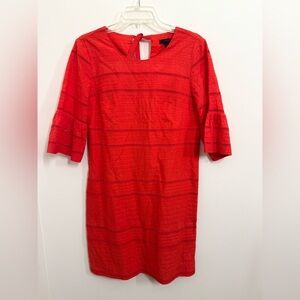 J. Crew Vibrant Red Long Sleeve Dress